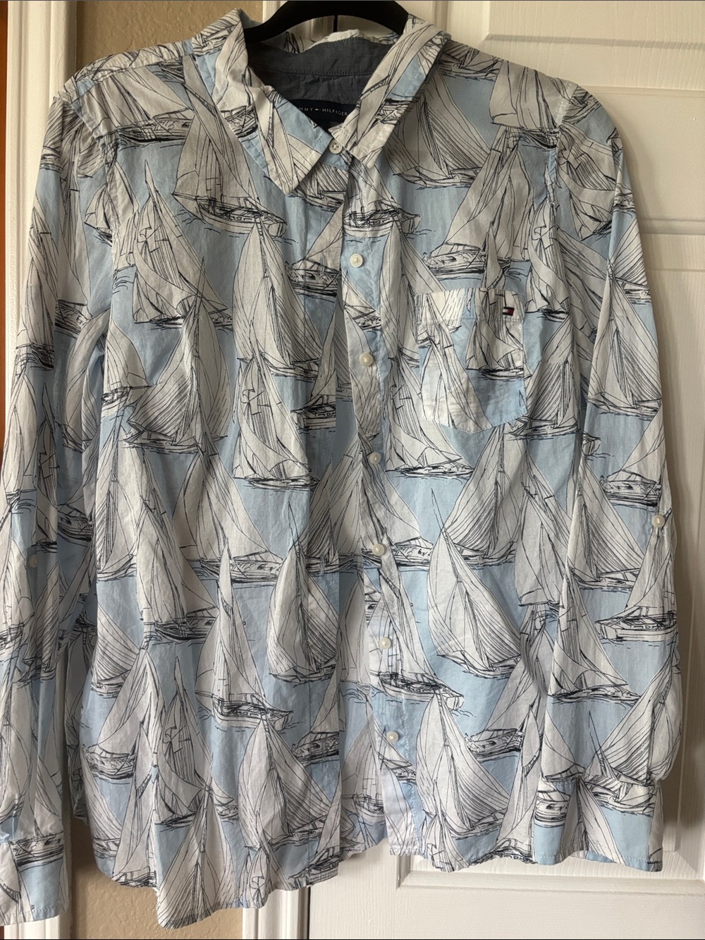 Tommy Hilfiger Light Blue & White Sail Print Shirt